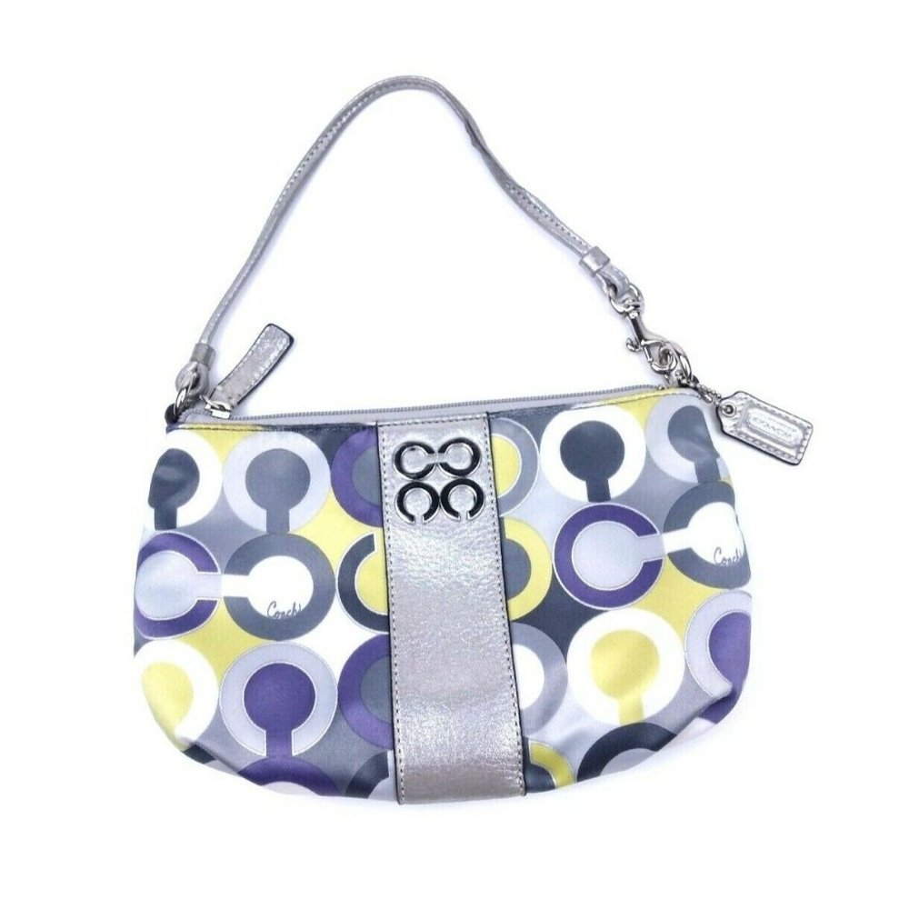 Coach Green/Purple Satin Classic CC Wristlet - Picture 2 of 7